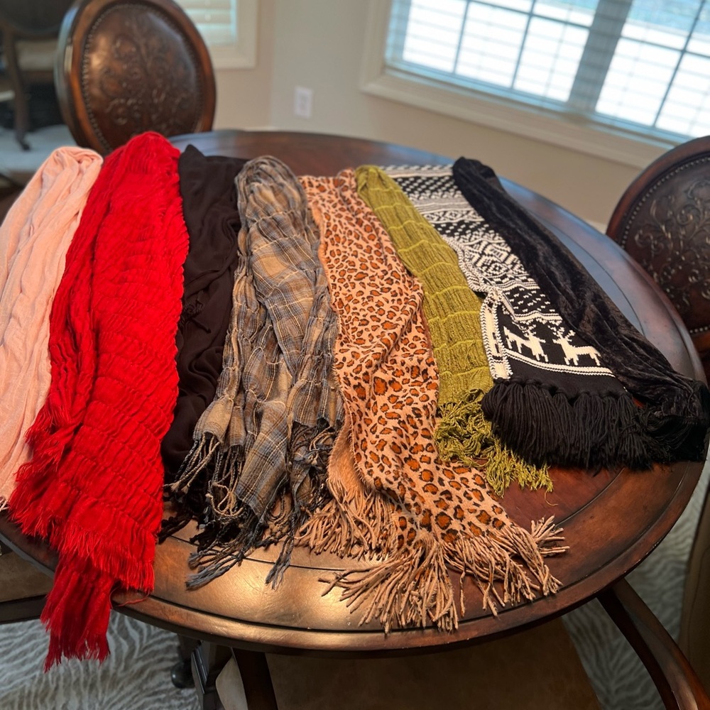 Assorted Patterned and Solid Scarves Set